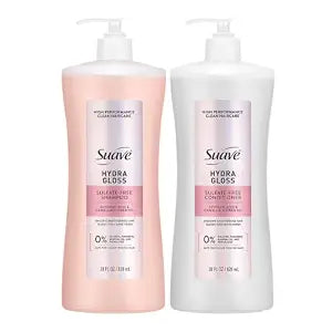 suave+ Hydra Gloss Shampoo and Conditioner Set, Sulfate Free, 28 Fl Oz Each