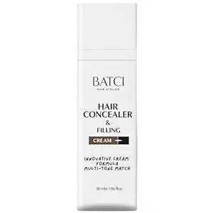 Batci Hair Concealer Cream for Thinning Hair & Bald Spots - Non-Fiber Scalp Concealer Root Touch-Up for Men & Women, Sweat/Water Resistant, One Shade for Black Brown & Grey Hair 1 fl oz (30ml)