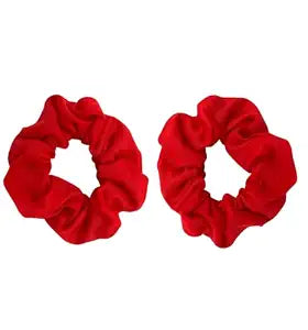 MDSTYLE 2 Pack Cotton Hair Scrunchies for Women & Girls – Soft No Damage Hair Ties for Thick Hair, Ponytails & Buns (Red)