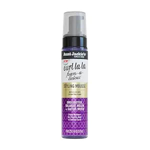 Aunt Jackie's Curls & Coils Curl La La Foam-a-licious Styling Mousse, 8.5 fl oz - Triple Moisture for Flexible Hold and Defined Curls