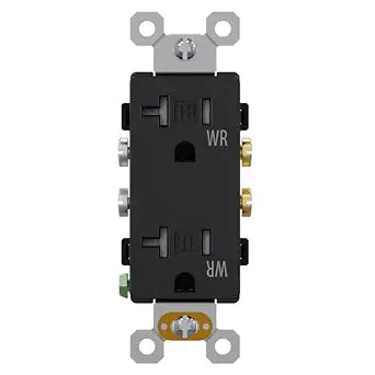 AIDA 20A Weather Resistant Tamper Resistant Decorator Outlet, NEMA 5-20R Residential Receptacle for Outdoor & Indoor Use, Self-Grounding, UL Listed, Black, 1 Pack