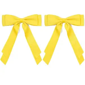 Ayesha Yellow Hair Bow Clip Ribbon Ponytail Hair Accessories for Women Girl