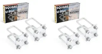 Hot-dip Galvanized Zinc Square U Bolt Kit for Boat Trailer Axle Leaf Springs, for 2x2 Axle - 4 3/4" Long,2 inch Wide Square U-Bolts with Nuts and Frame Plate for Trailer Automobiles Trailer.