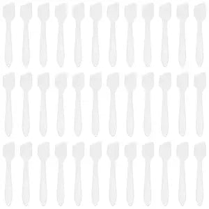 SumDirect Mini Cosmetic Spatula，400 Pcs Face Plastic Makeup Spatula Frosted Clear Disposable for Creams, Cosmetics & Crafts