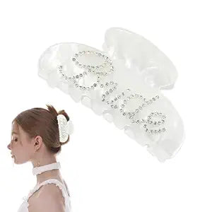 Bride Claw Hair Clip,​ Bride White Acrylic Hair Clips with Rhinestone Logo, Bachelorette Party Wedding Birthday Banana Barrettes Hair Decorations for Girl, Trendy Bridal Claws(White)