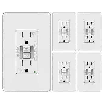 ThunderWay GFCI Outlet 15 Amp, LED Indicator, Tamper-Resistant, Weather Resistant Receptacle Indoor or Outdoor Use, Ground Fault Circuit Interrupter, Wallplate Included, ETL Listed, White, 5Pack