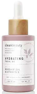 Clean Beauty Hydrating Rose Petal Facial Oil with Rosehip Oil & Vitamin E, Reduce Fine Lines & Dark Spots, Moisturize & Nourish, USA Made (1.83 fl oz)