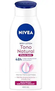 NIVEA Aclarado Tono Natural Efecto Satin Body Lotion, Daily Moisturizing Cream for Smooth Skin, 48 Hour Hydration, Lightweight Formula, 400 mL / 13.5 fl oz Made in Mexico