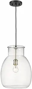 Z-Lite 1 Light Pendant 476P-MB-BN, Clear, 12" Round