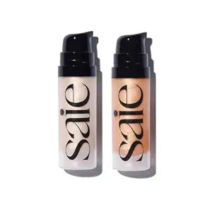 Saie Glowy Super Gel Mini Duo - Includes Starglow + Sunglow Lightweight Illuminator for Glowing Skin, Wear Alone or Under Makeup - 2 Products, 0.5 Fl Oz Each