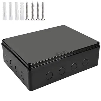 Outdoor Waterproof Box,Junction Box Reserved Holes IP65 ABS Plastic Electrical Boxes Power Cord Enclosure Project Box Black15.7 x 13.8 x 4.7 inch(400x350x120mm)