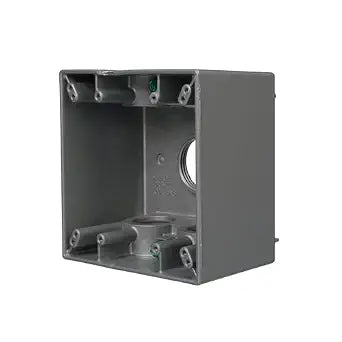 2-Gang Weatherproof Deep Box, Five 1 in. Threaded Outlets, Gray (5389-0)