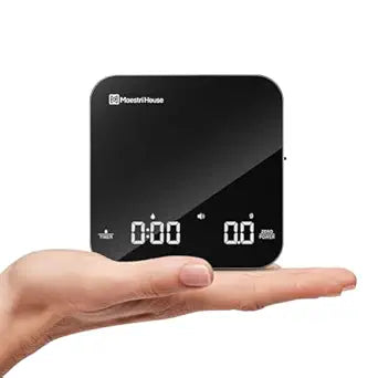 Rechargeable Mini Coffee Scale with Timer, Maestri House Espresso Scale, 2kg/0.1g Accurate Scale for Espresso and Pour-Over Coffee, Portable Digital Kitchen Scale with Automatic TimingBlack&Silver