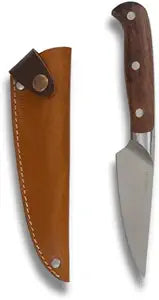 Barebones Wilderness Paring Knife - 4-Inch Chef Knife - Durable Stainless Steel Blade, Rosewood Handle, Leather Sheath. Ideal for Intricate Cutting, Mincing, Dicing, Peeling During Camping, Picnics