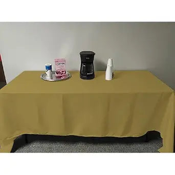 Intedge TCM5481-GOLD Tablecloth, Rectangular Hemmed Edge, 65/35 Poly Cotton, 54" x 81", Made in USA, Reusable Fabric Dining Table Cover for Restaurants, 1 Each