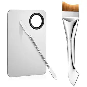 3Pcs Makeup Mixing Palette, Spatula with Brush for Liquid Makeup