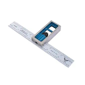 PEC Tools Metric Reading Precision Double Square- Cast Iron Head, 150mm Blade with Satin Chrome Finish, Made in USA