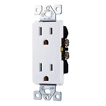 GE Duplex Wall Outlet, 2 Grounded Outlets, White, 1 Pack
