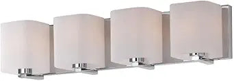 Maxim Lighting Wrap 4-Light Bath Vanity Light | Polished Chrome Finish | Satin White Glass Shade | Bathroom Vanity Light | 11254SWPC