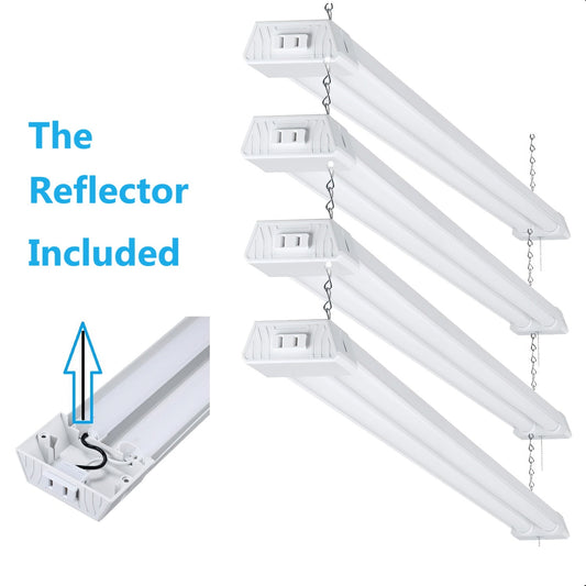 20 Pack Linkable LED Shop Light with Deep Reflector, 40W 5000K Daylight LED Ceiling Light with Pull Chain, ETL Listed, Surface Mount & Suspended Mount