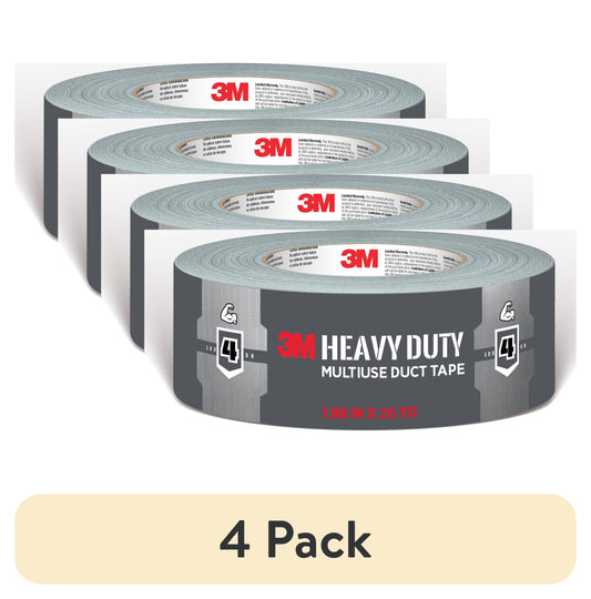 (4 pack) 3M Heavy Duty Duct Tape, Grey, Multipurpose, 1.88 in. x 20 yd., 1 Roll