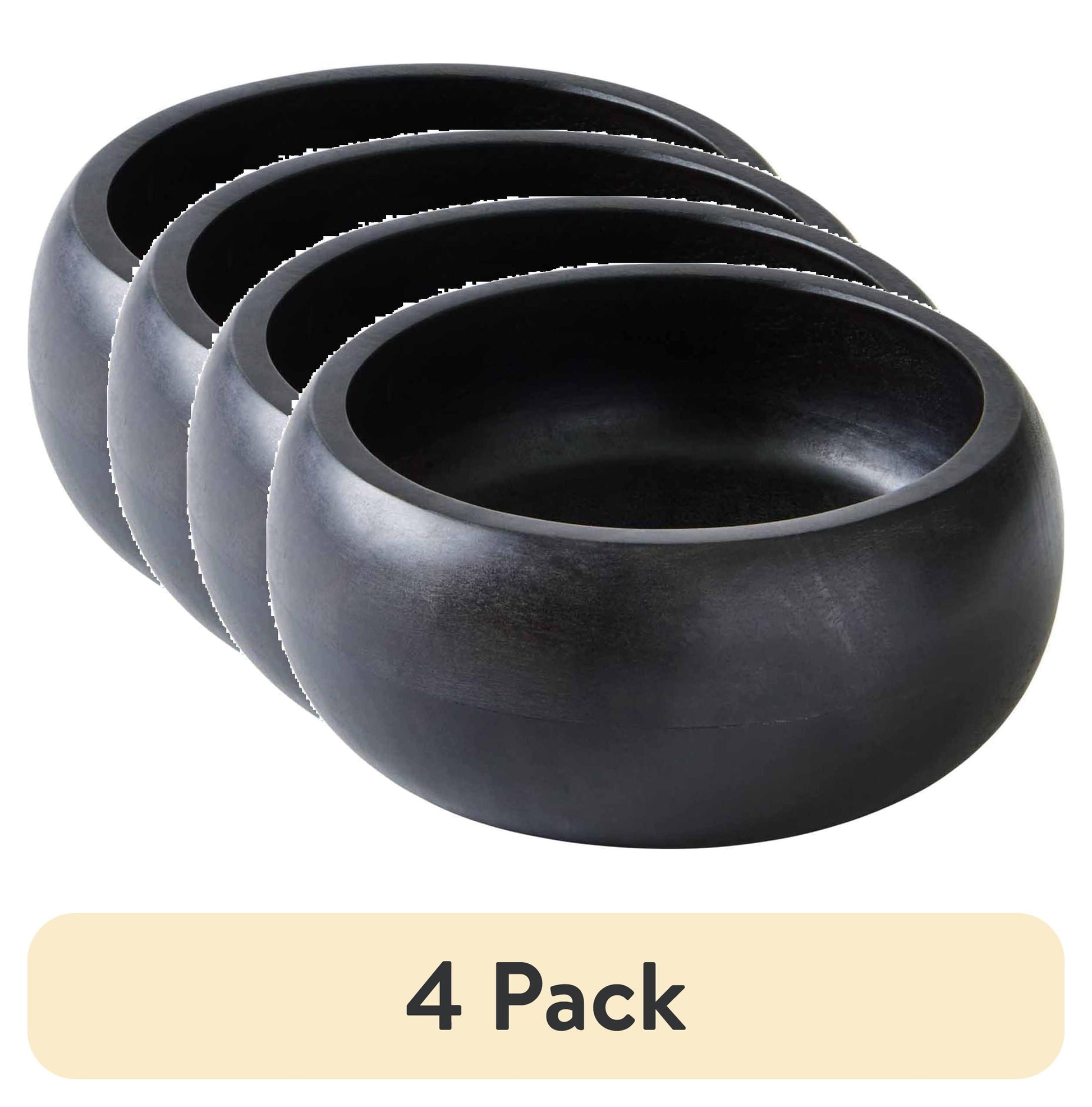 (4 pack) Better Homes & Gardens Medium Wood Serving Bowl, Black