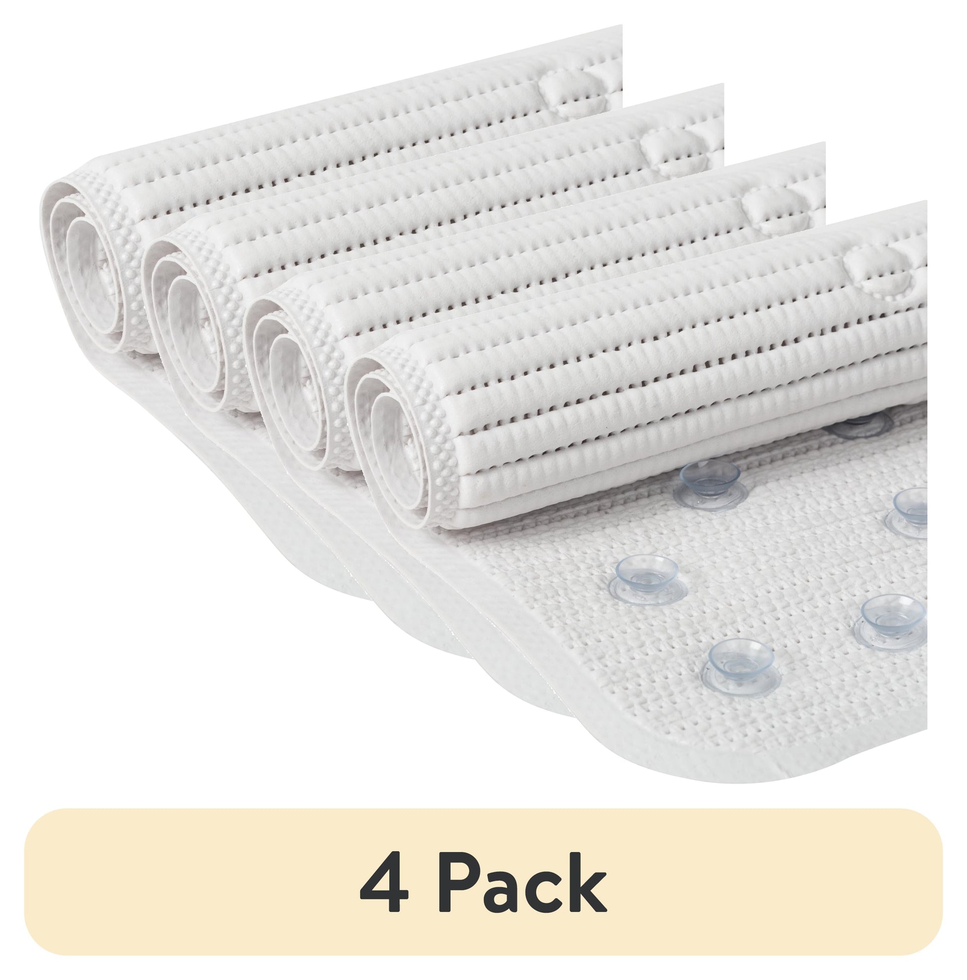 (4 pack) Clorox 21" x 21" Foam Cushioned Shower Mat with Suction Cups, White
