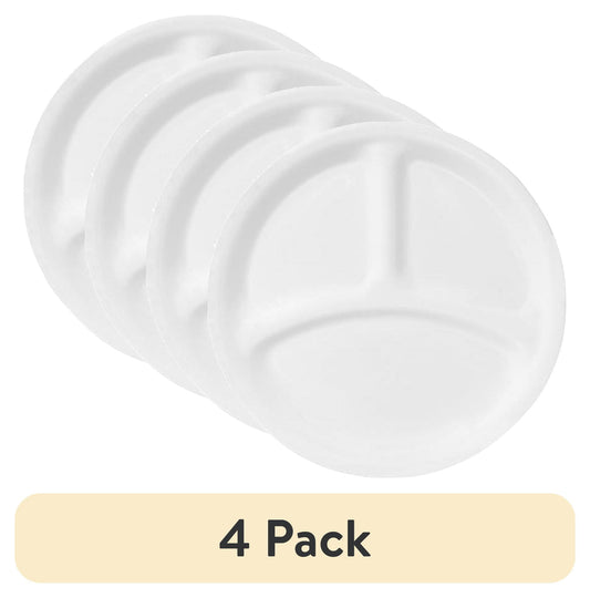(4 pack) Corelle Winter Frost White, Round Divided Dinner Plate, 10.25"