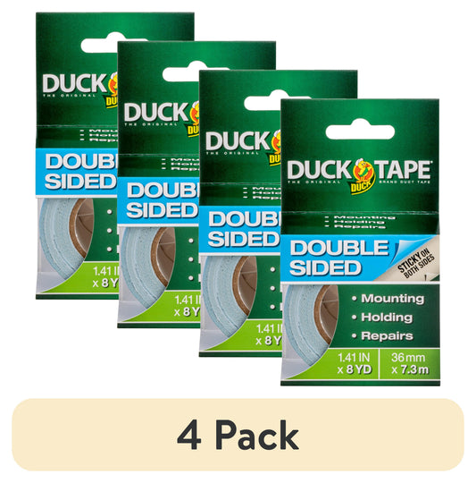 (4 pack) Duck Brand 1.41 in. x 8 yd. White Double Sided Duct Tape