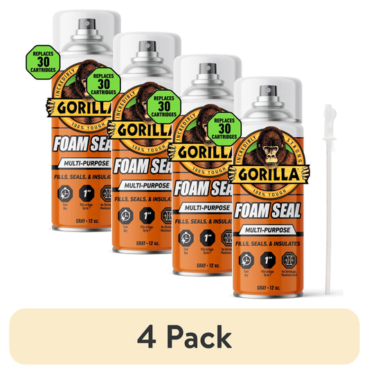 (4 pack) Gorilla Gray Foam Multipurpose Insulating Sealant 12 oz
