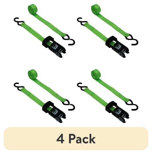 Hyper Tough 1 inch by 10 feet 500 lbs. S-Hook Ratchet Tie Down 4 Pack