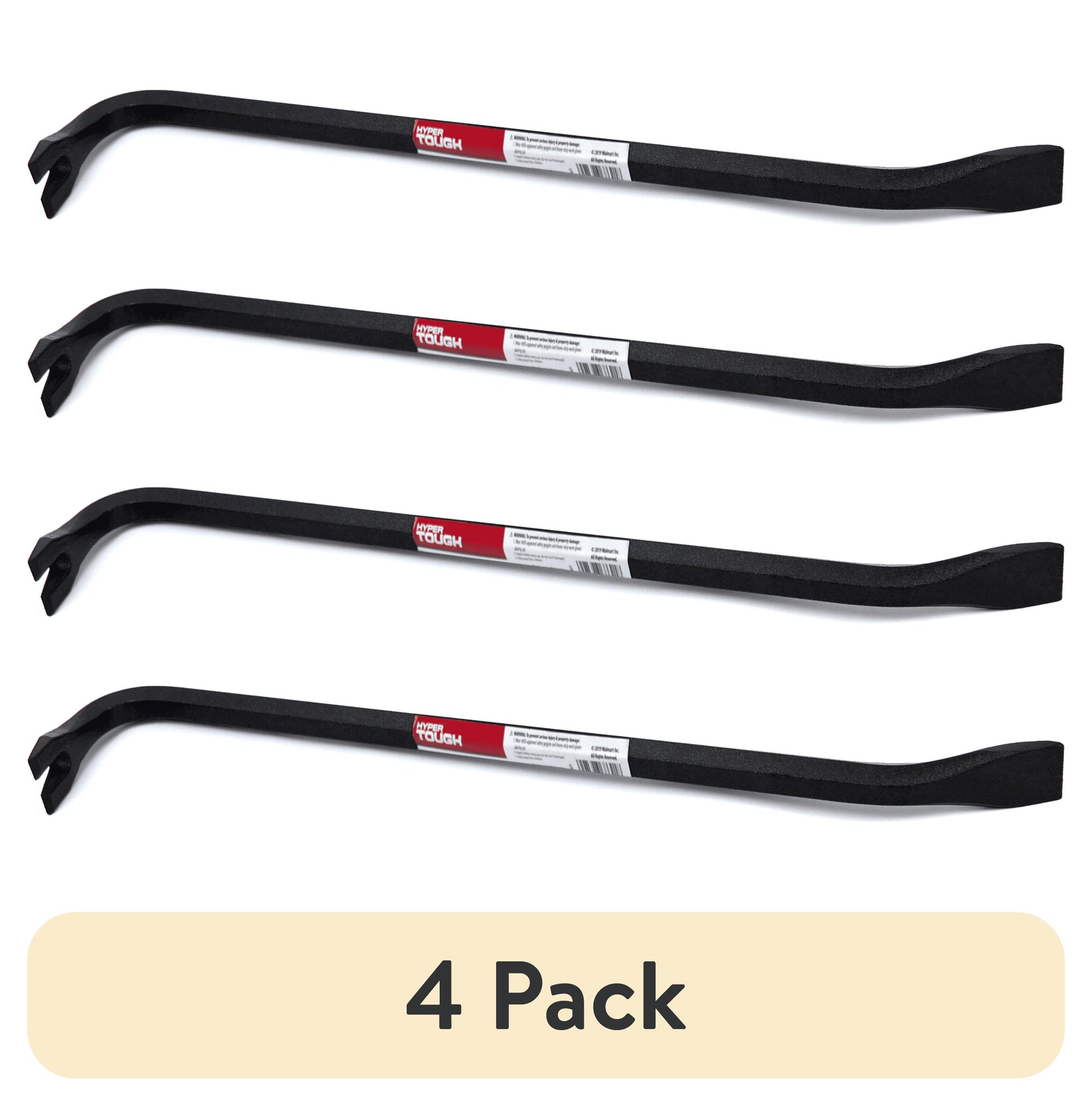 (4 pack) Hyper Tough 18â€ Wrecking Bar, Nail Puller and Crowbar Tool