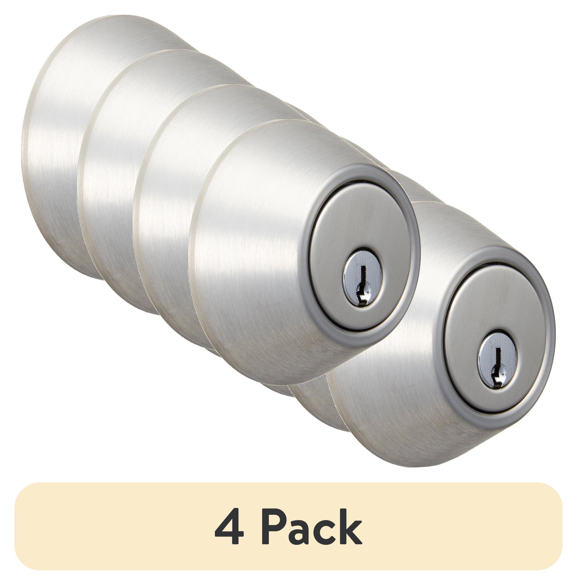 (Paquete de 4) Cerradura de Cilindro Simple con Llave Hyper Tough, Acabado en Acero Inoxidable, Paquete Doble