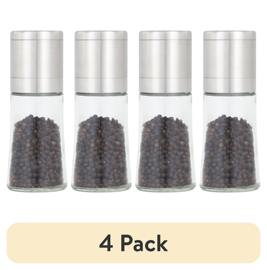 (4 pack) Kamenstein Elite Prefilled Salt and Pepper Grinder Set with Adjustable Grinder
