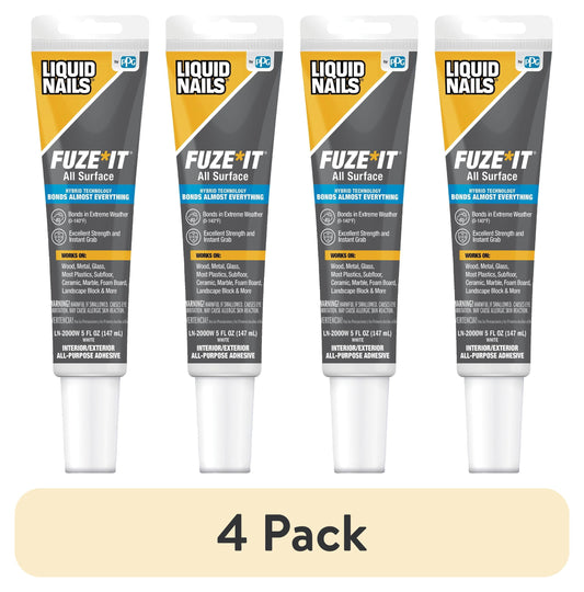 (4 pack) Liquid Nails Fuze*It All Surface Construction Adhesive (LN-2000W), 5 oz