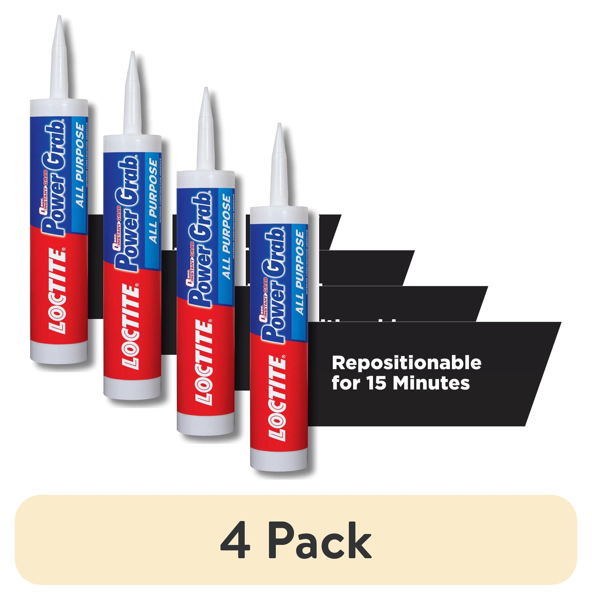 (12 pack) Loctite Power Grab Construction Adhesive All Purpose, Pack of 1, White 9 fl oz Cartridge