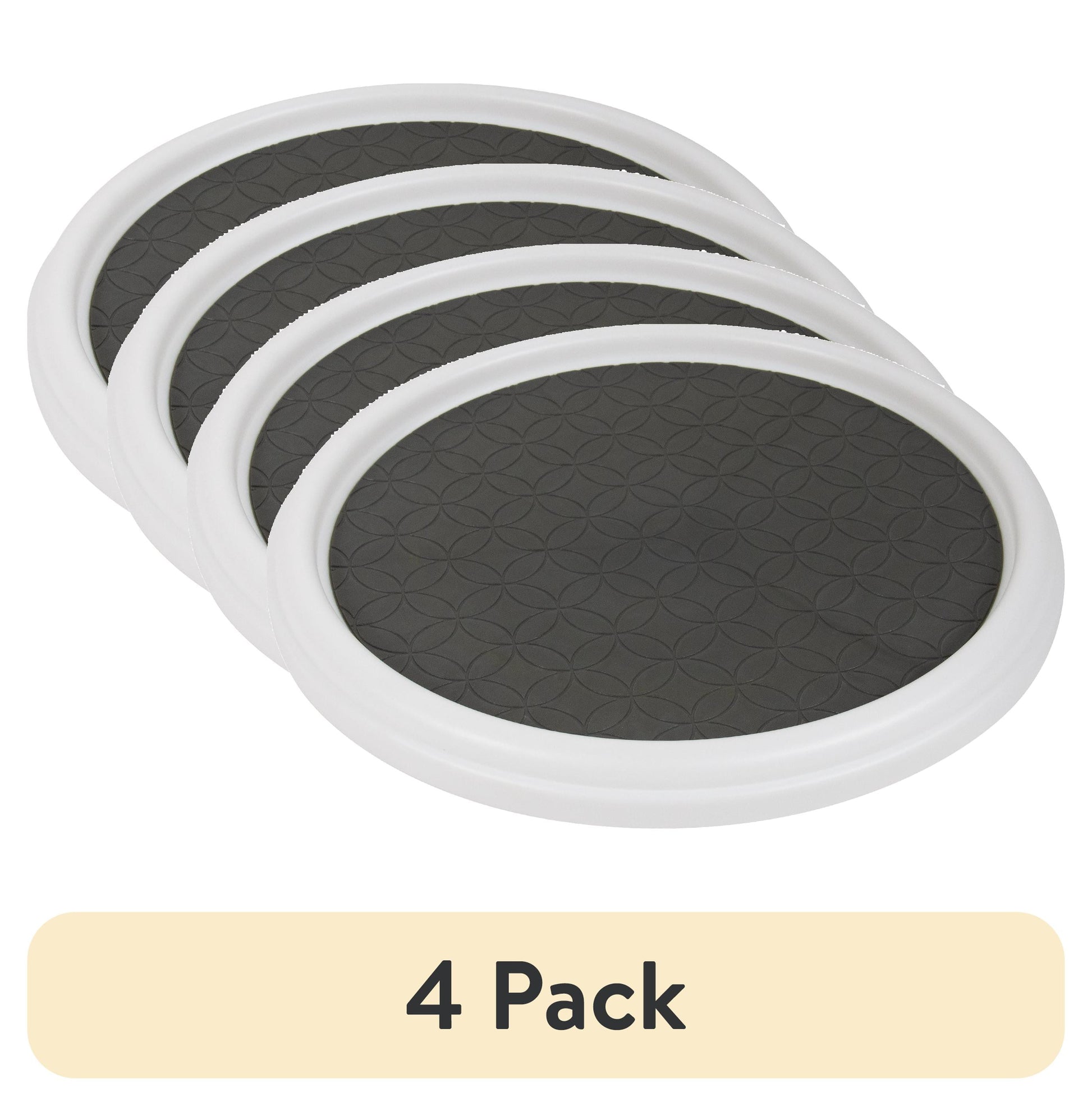 (4 pack) Mainstays 12" Non-Skid Plastic Lazy Susan Turntable Organizer, Rotating Pantry, Cabinet, and Countertop Storage Organizer