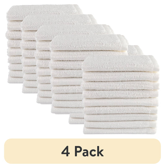 (4 pack) Mainstays 18 Pack Kitchen Bar Mop Dishcloth Set, White