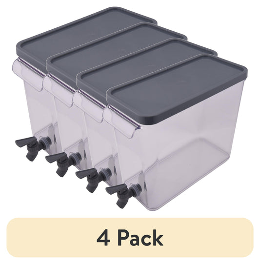 (4 pack) Mainstays 2-Gallon Acrylic Slim Fridge Dispenser, Gray