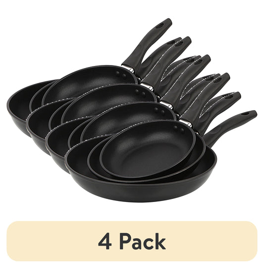 Mainstays 3-Piece Nonstick Aluminum Skillet Set, Black Finish Set of 3