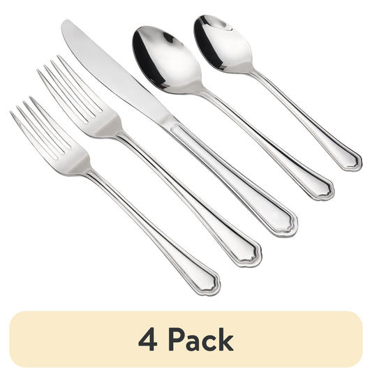 Mainstays Connor 20 Piece Stainless Steel Flatware Set, Silver Tableware