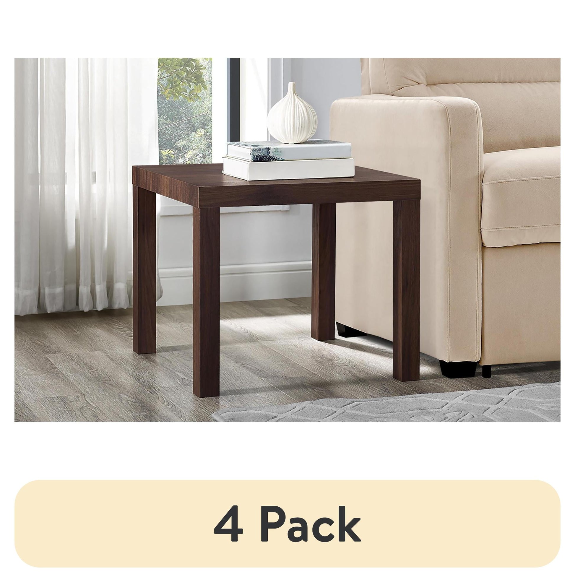 (4 pack) Mainstays Parsons End Table, Canyon Walnut