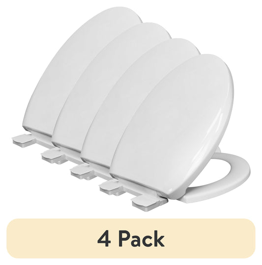 (4 pack) Mainstays Plastic Elongated Slow-Close Toilet Seat in White