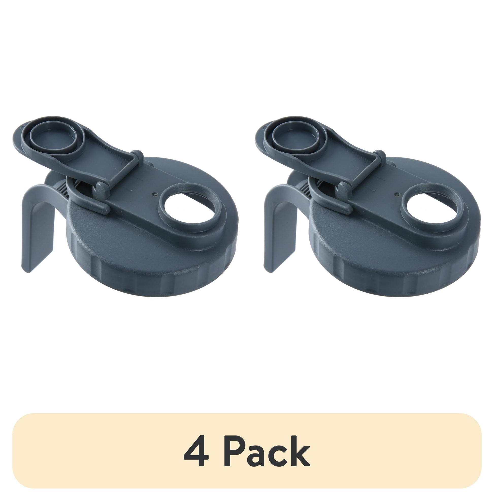 (4 pack) Mainstays Plastic Mason Jar Lids with Handles and Pour Spout, 2-Pack, Wide Mouth, Reusable