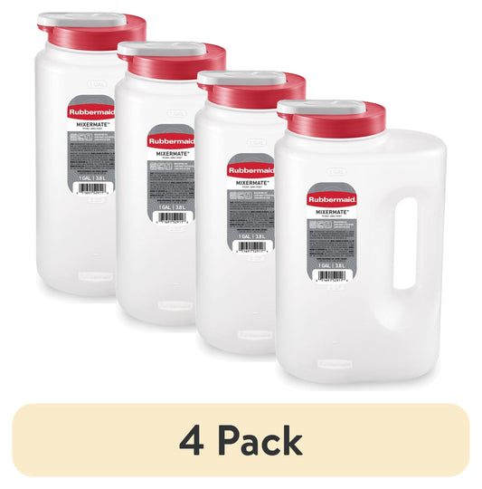 (Paquete de 4) Rubbermaid, Jarra, Jarra Resistente a Fugas Mixermate, Transparente, 3.8 Litros (1 GalÃ³n), PlÃ¡stico, PlÃ¡stico, 3.8 L, 1 gal, Ãštil para Almacenamiento de Bebidas Diarias