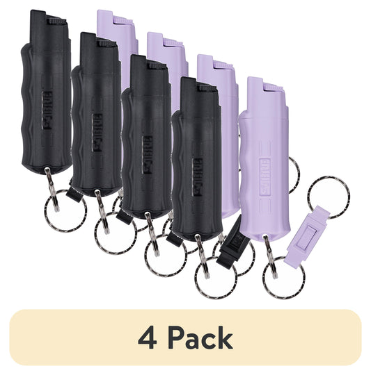 (4 pack) SABRE Pepper Spray with Quick Release Keychain, Black & Lavender, 2 Ct, New, Pocket Pepper Sprays