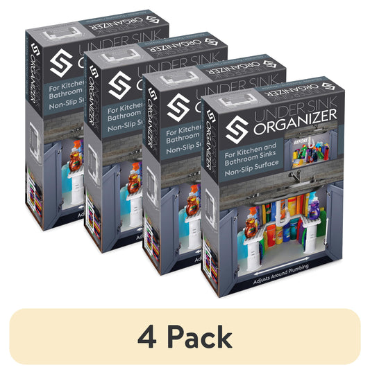 (4 pack) Spicy Shelf - Savvy Shelf Under Sink Storage Organizer, Made for Kitchen Organization and Accessibility