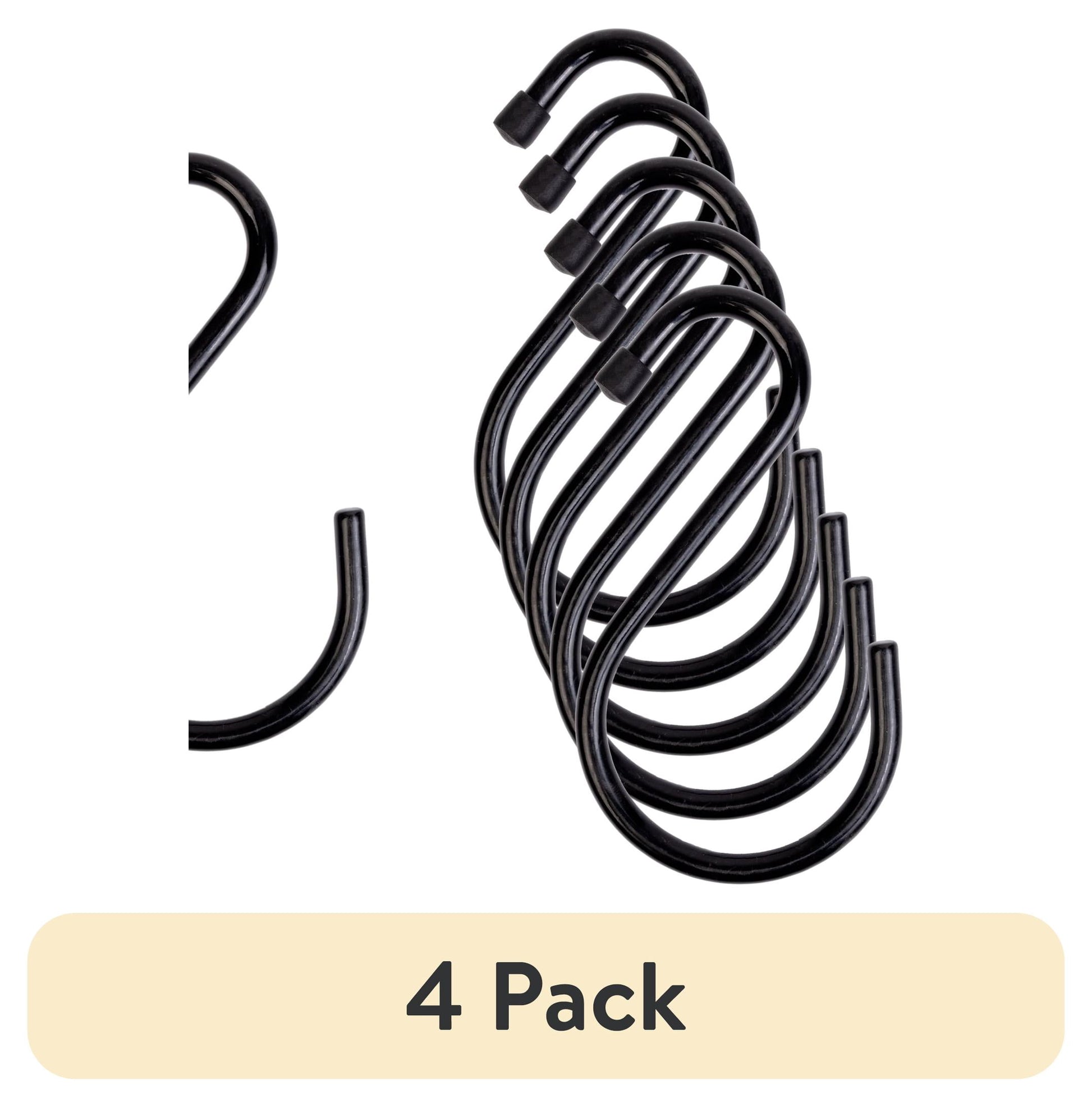 (4 pack) Mainstays Premium Steel Large Hooks with Rubber Gripped Finish for Closet Storage, 6 Pack