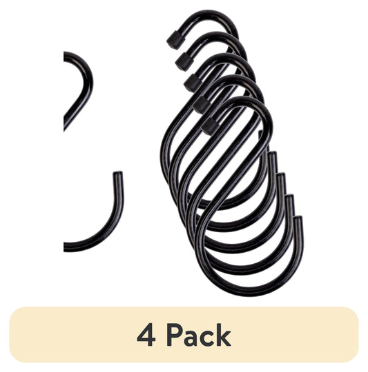 (4 pack) Mainstays Premium Steel Large Hooks with Rubber Gripped Finish for Closet Storage, 6 Pack
