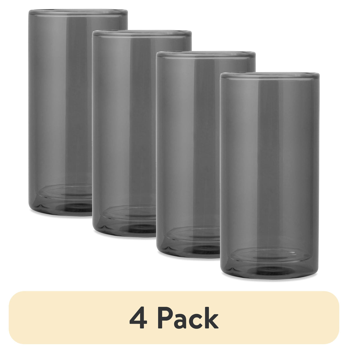 (4 pack) Thyme & Table 16 fl oz Black Double Wall Drinking Glass